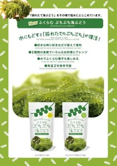 【海ん道】ふくらむぷちぷち海ぶどう（ぷちシャキタイプ 1袋30g x2 ×ぷちぷちタイプ 1袋40g x2） 全4袋