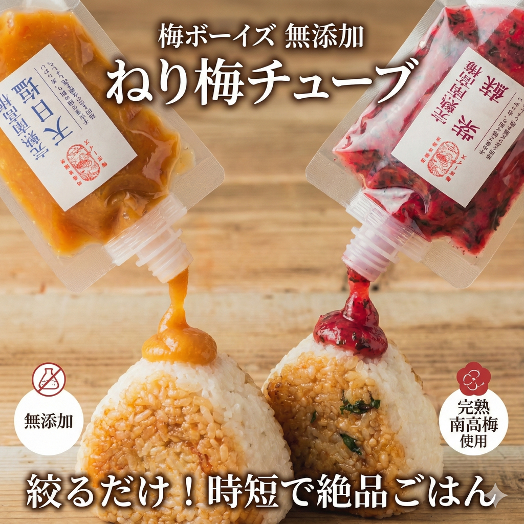 梅ボーイズ 無添加 ねり梅 チューブ 2種セット（各140g）梅と塩/梅と紫蘇 ご飯のお供 調味料 完熟南高梅